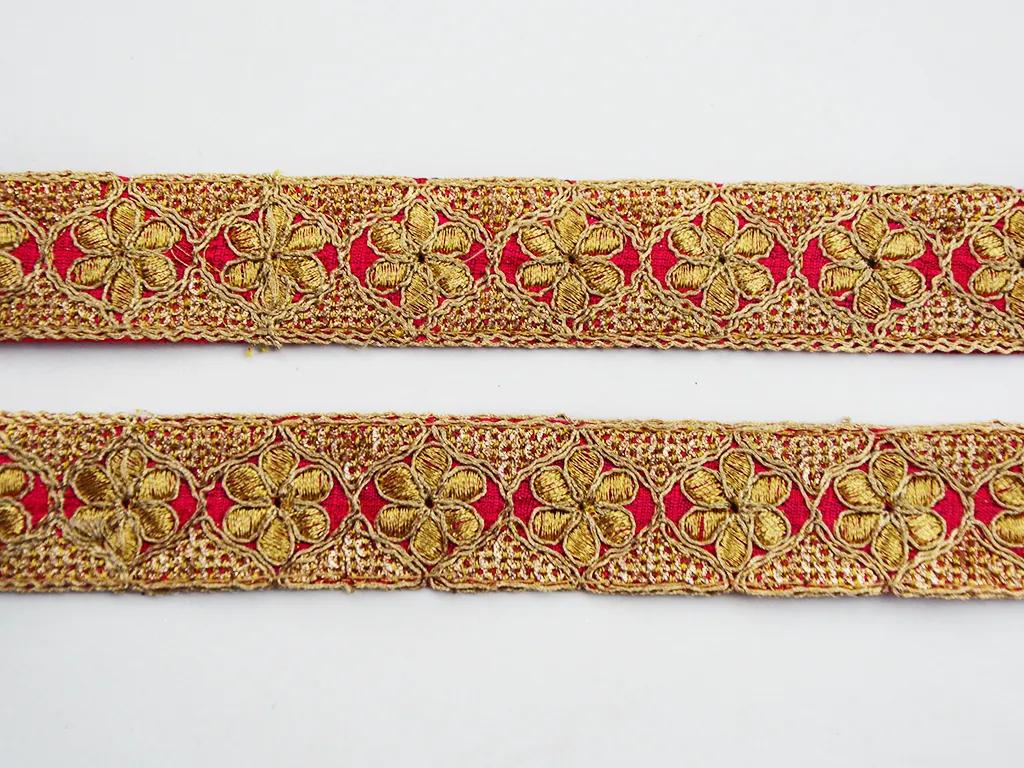1 Metre Magenta Pink Zari Work Embroidered Border