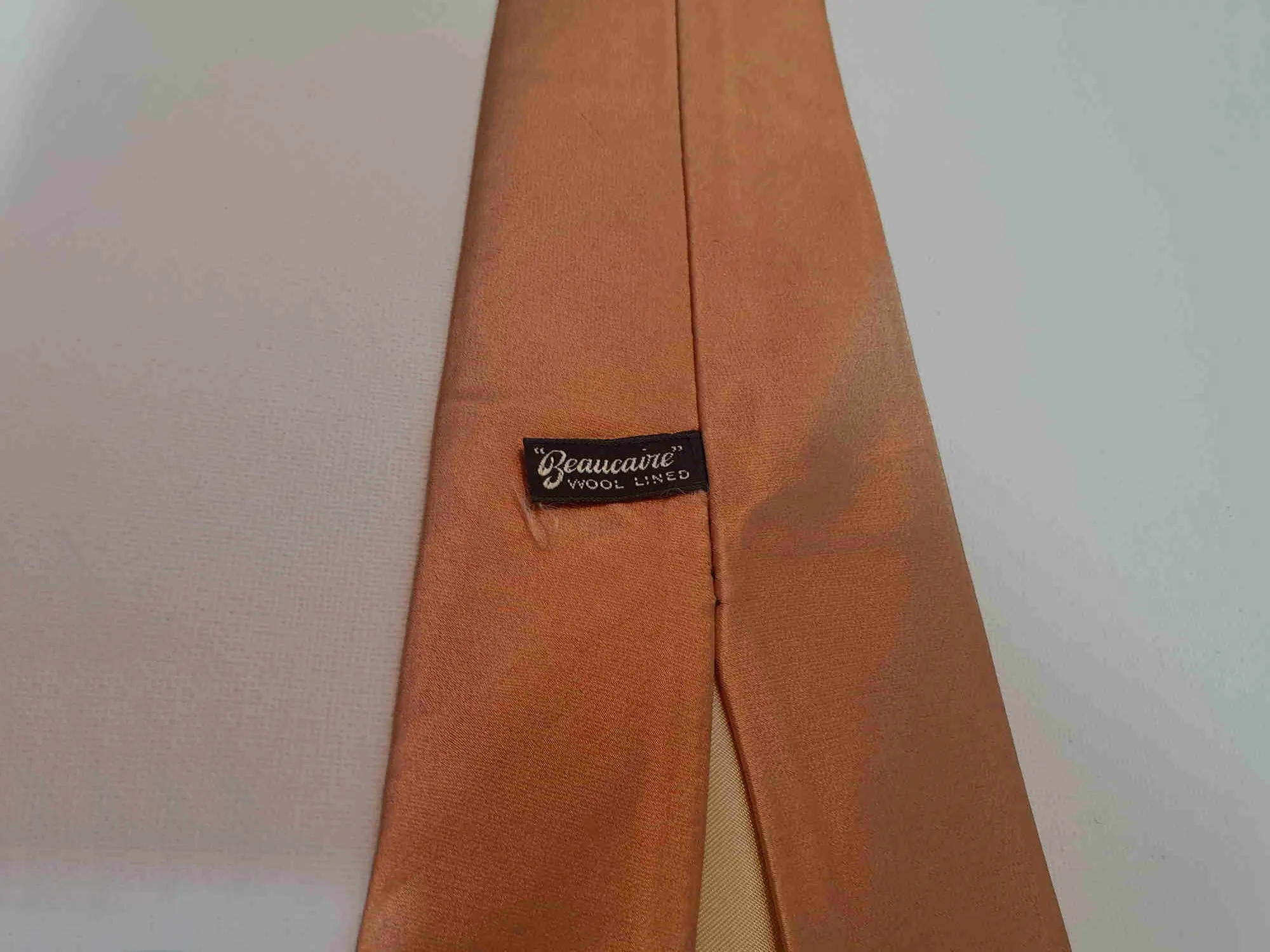 1940s Pale Copper Satin Tie by Beaucaire