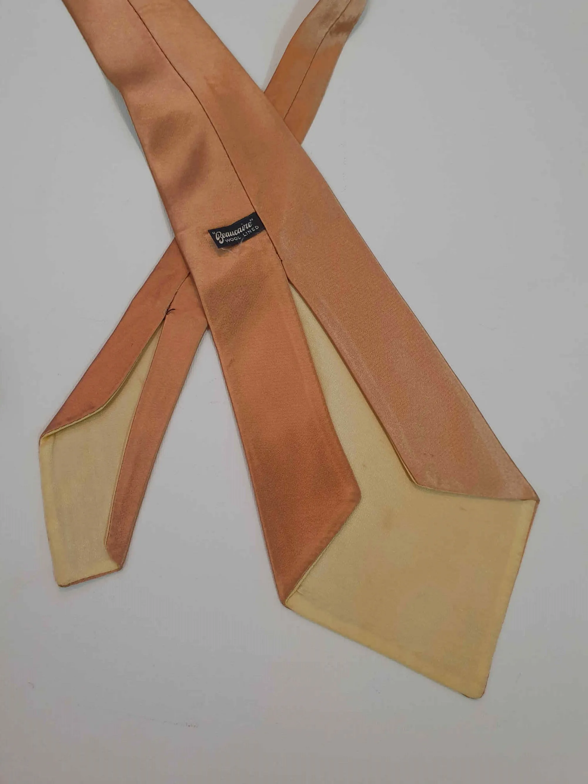 1940s Pale Copper Satin Tie by Beaucaire