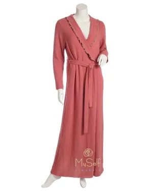 19626C Frilled and Fleece Lined Rose Wrap Robe