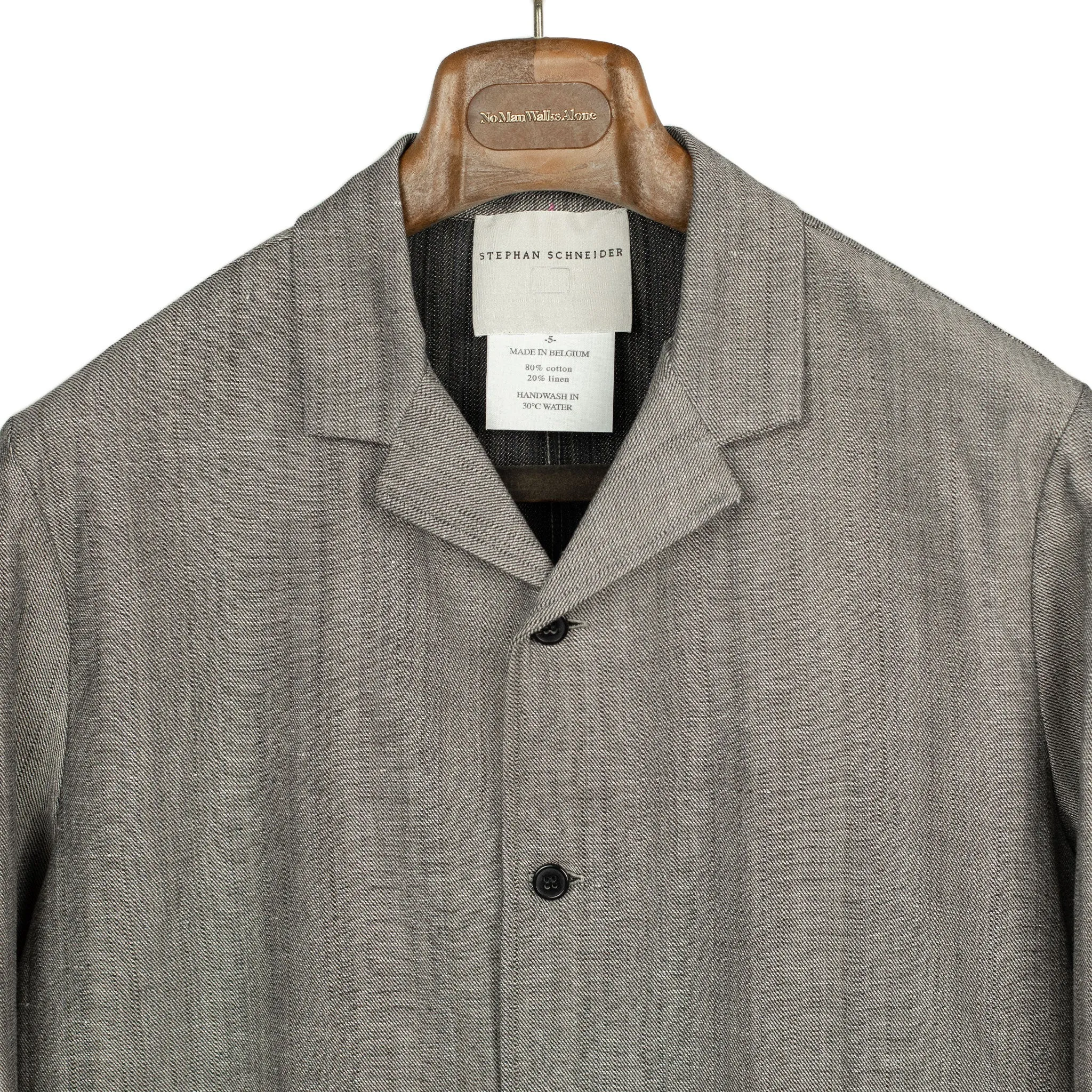 Airstream camp collar long-sleeve shirt in Canvas black and taupe cotton linen