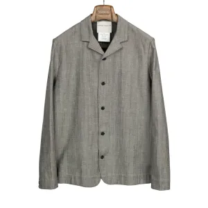 Airstream camp collar long-sleeve shirt in Canvas black and taupe cotton linen