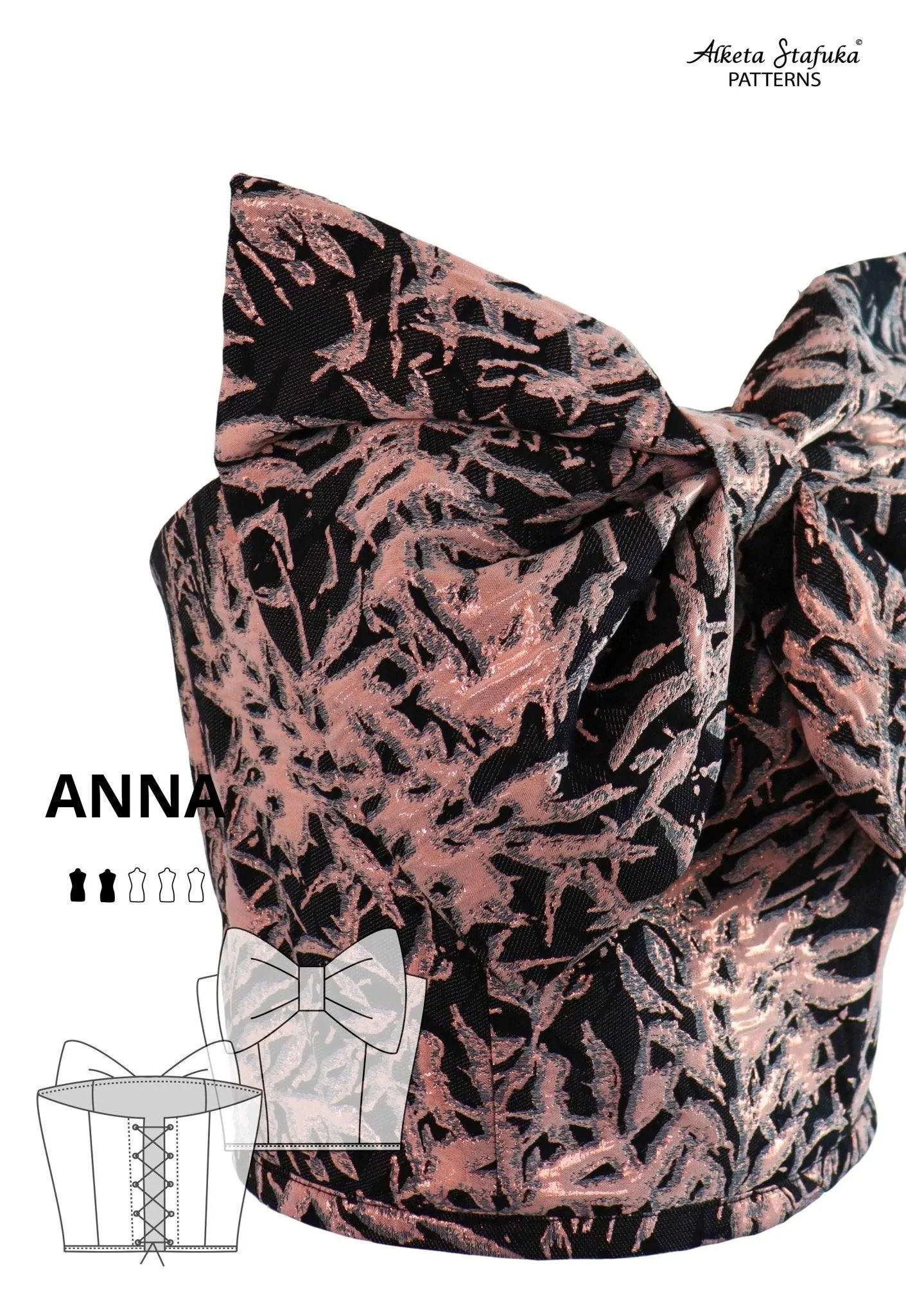 Anna Bow Corset Sewing Pattern XXS-XL