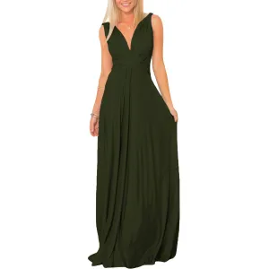 Army Green Women Transformer Convertible Bridesmaid Maxi Dress Multi-Way Wrap Evening Dress Formal Wedding Party Long Dresses - OwlFay