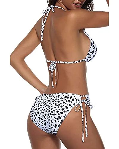 Attractive Curves Cheeky Triangle Bikini Bathing Suit-Dalmatian
