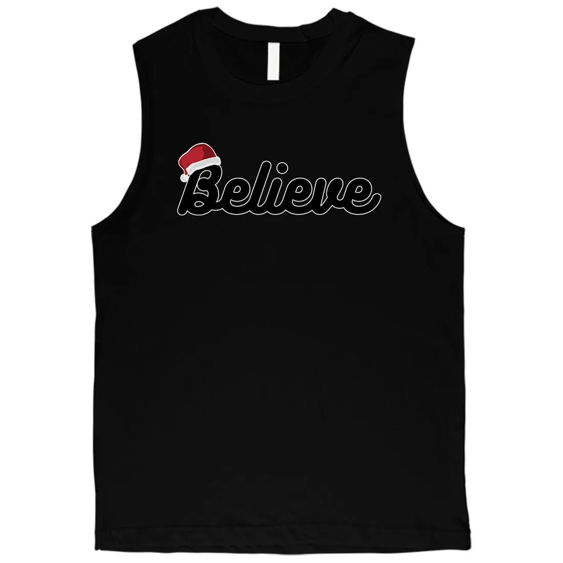 Believe Santa Hat Mens Muscle Shirt