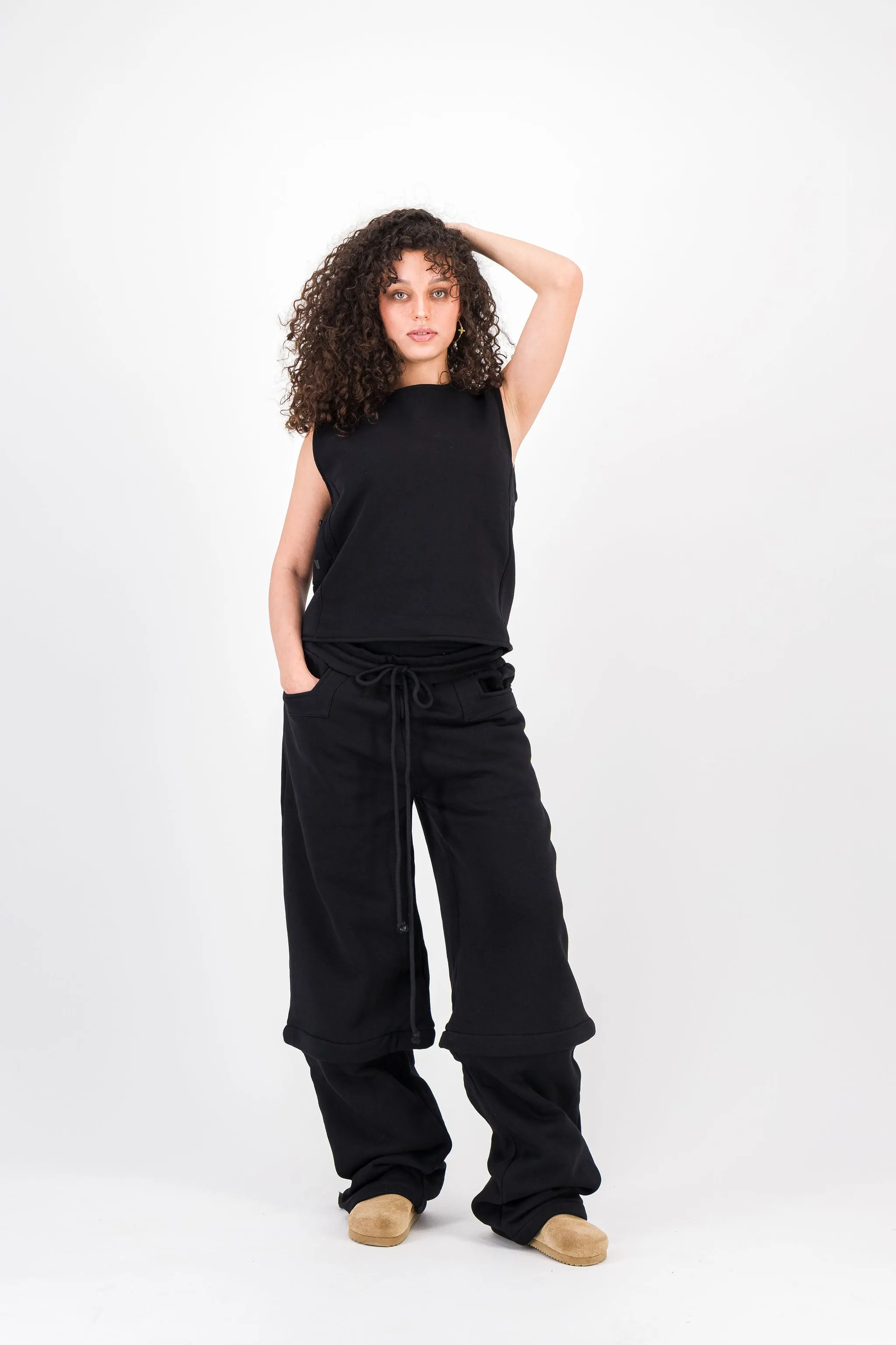 BLACK CONVERTIBLE JOGGER PANTS