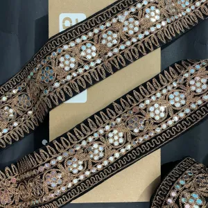 Black Embroidered Lace 9 Meters Roll