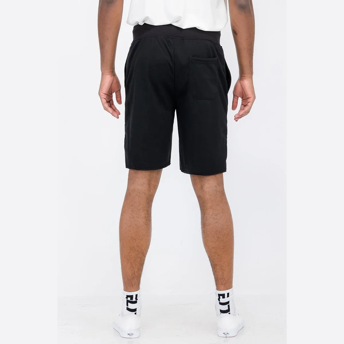 Black Raw Cut City Sweat Short