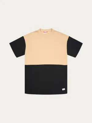 Block striped loose t-shirt - Safari