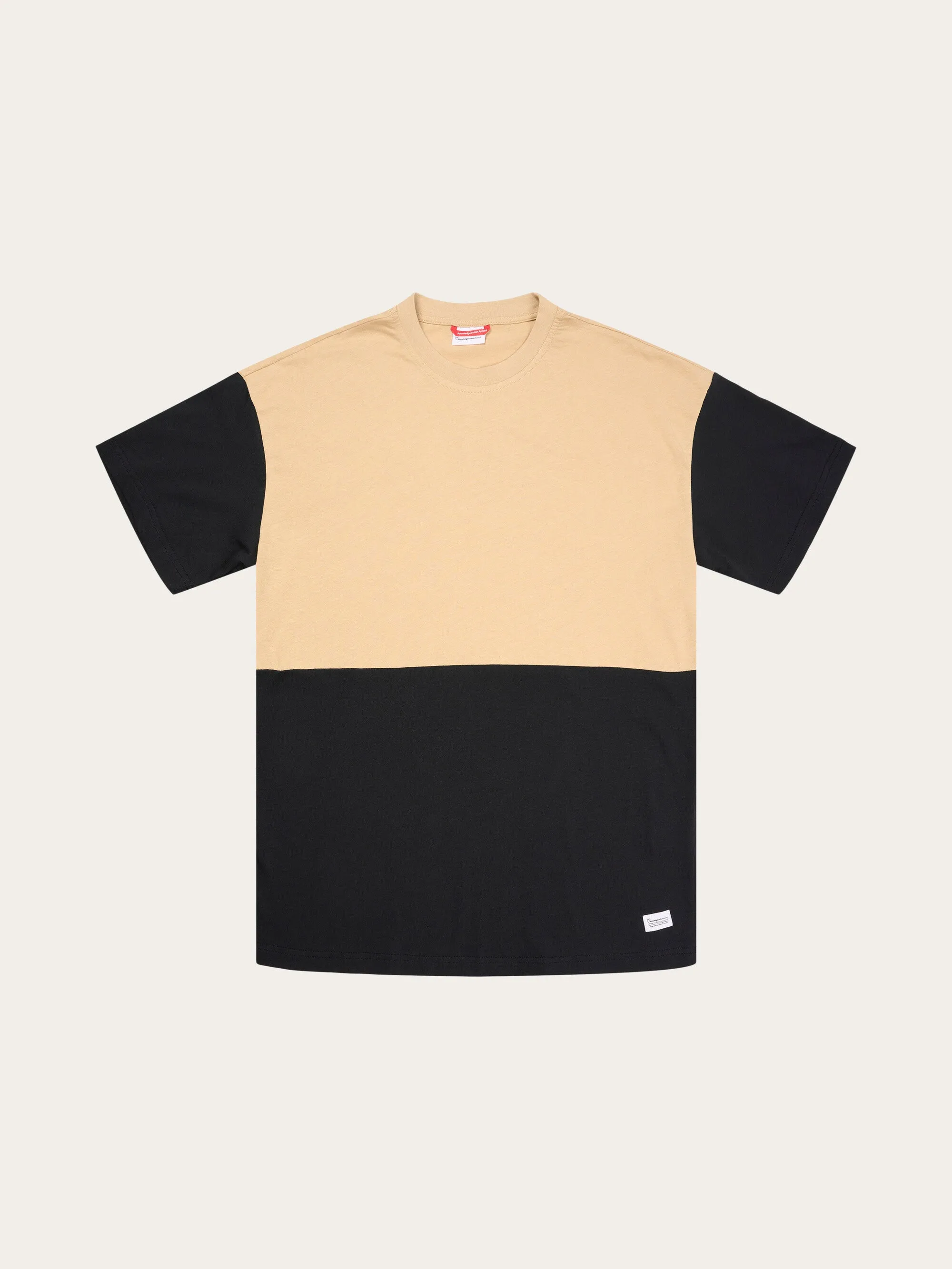 Block striped loose t-shirt - Safari