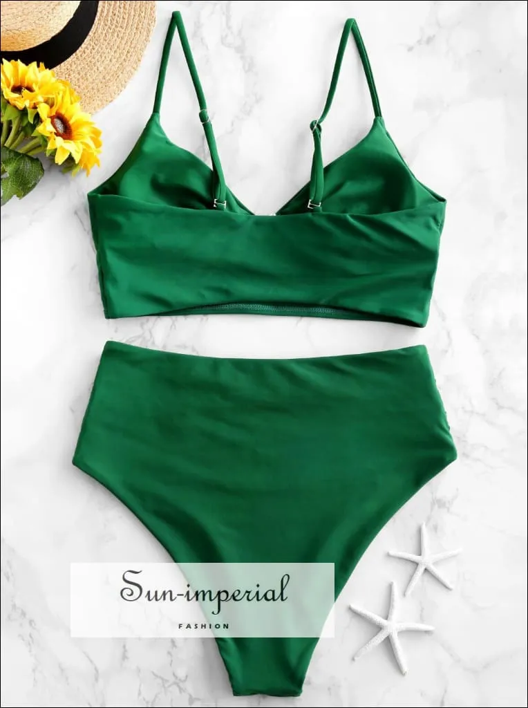Cami Ruched High Waisted Tankini Swimwear Bikini Sets