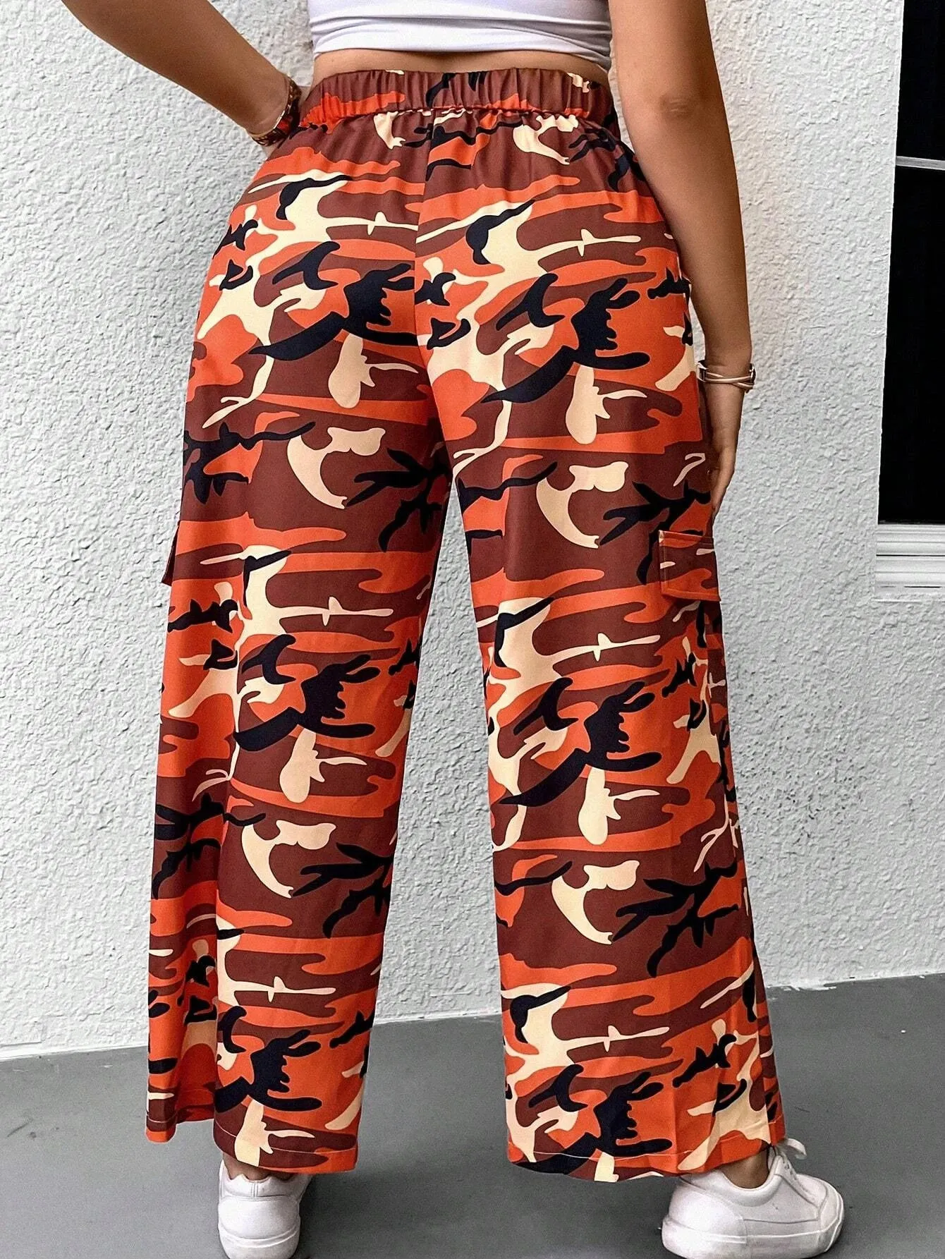 Camo Print Cargo Pants With Pocket Detail