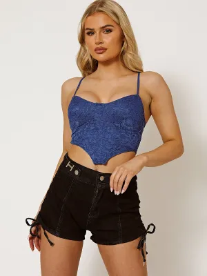 Cassie Structured Lace Corset Top In Blue