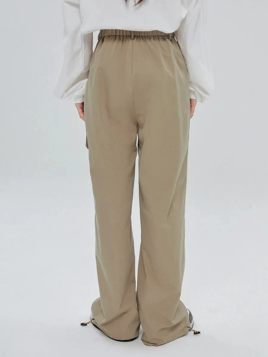 Casual Flap Pocket Drawstring Hem Cargo Pants