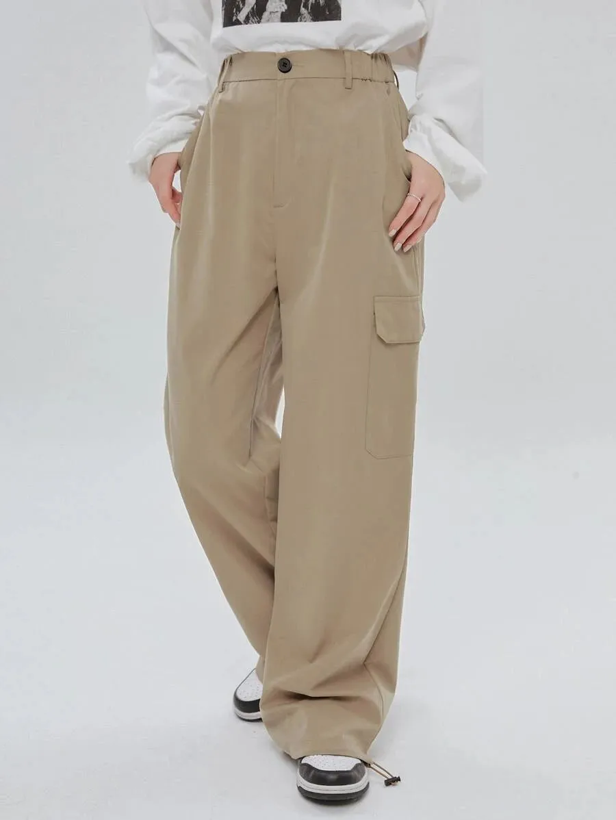 Casual Flap Pocket Drawstring Hem Cargo Pants