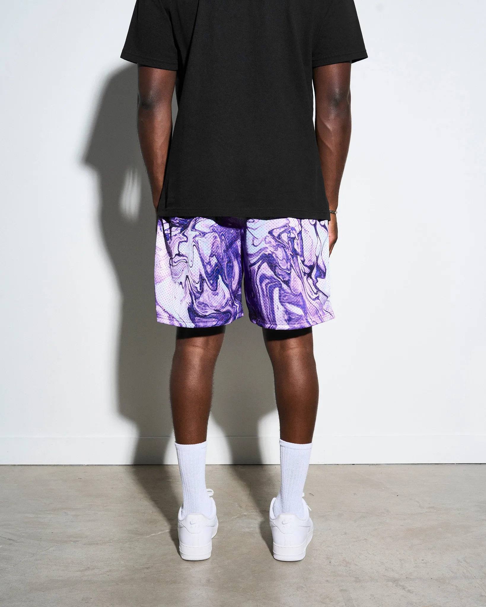 Chalk Line Purple Marble Retro Shorts