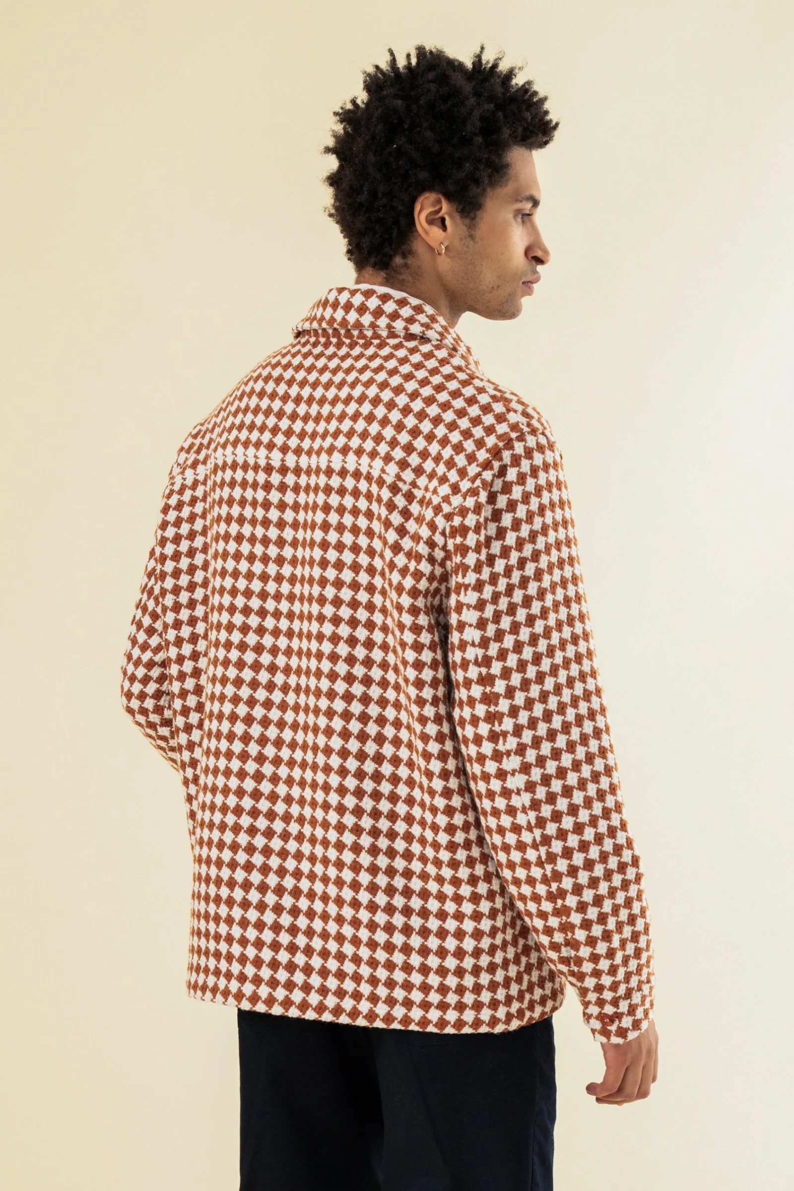 CHECKERED WOVEN OVERSHIRT - RUST