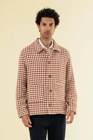 CHECKERED WOVEN OVERSHIRT - RUST