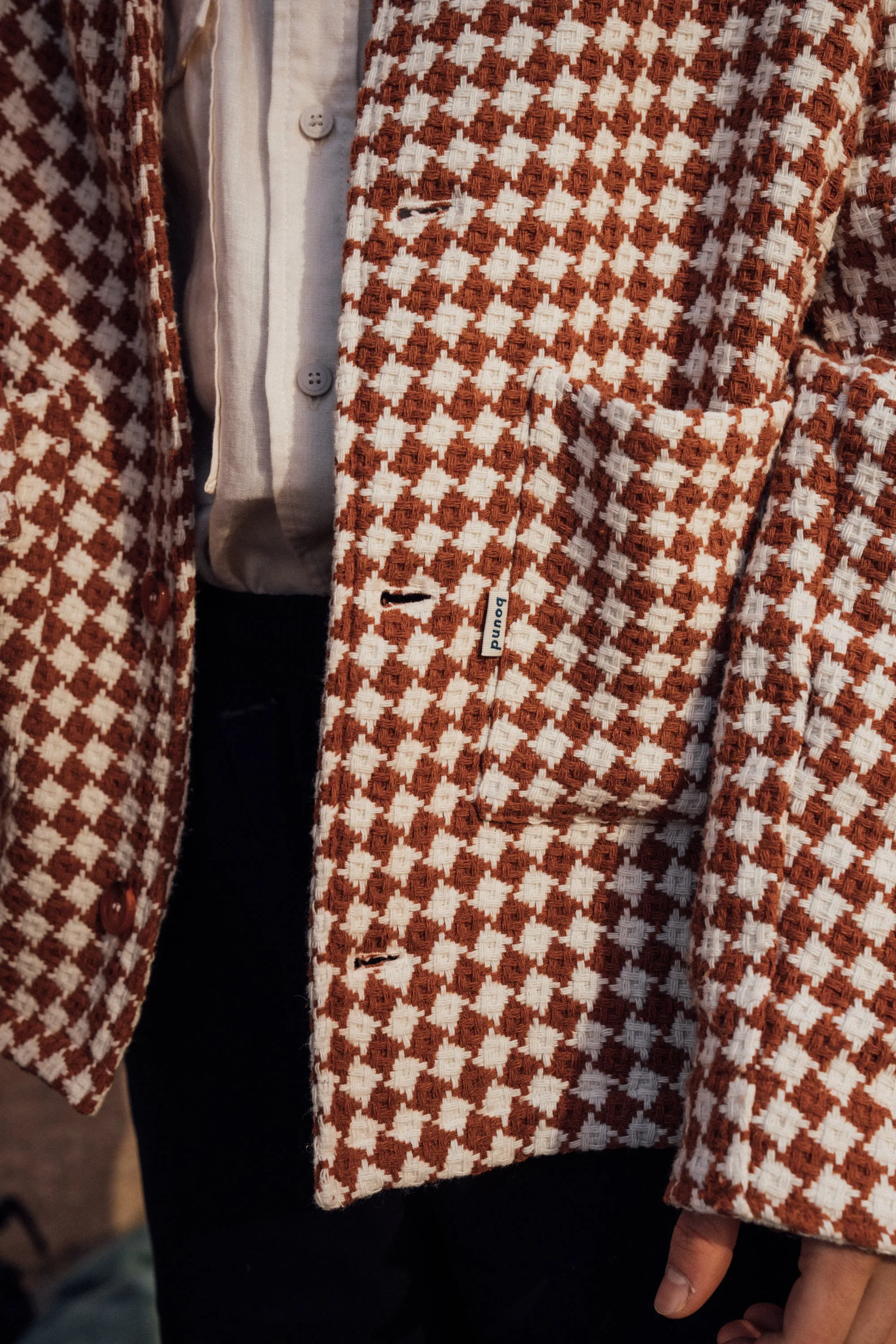 CHECKERED WOVEN OVERSHIRT - RUST