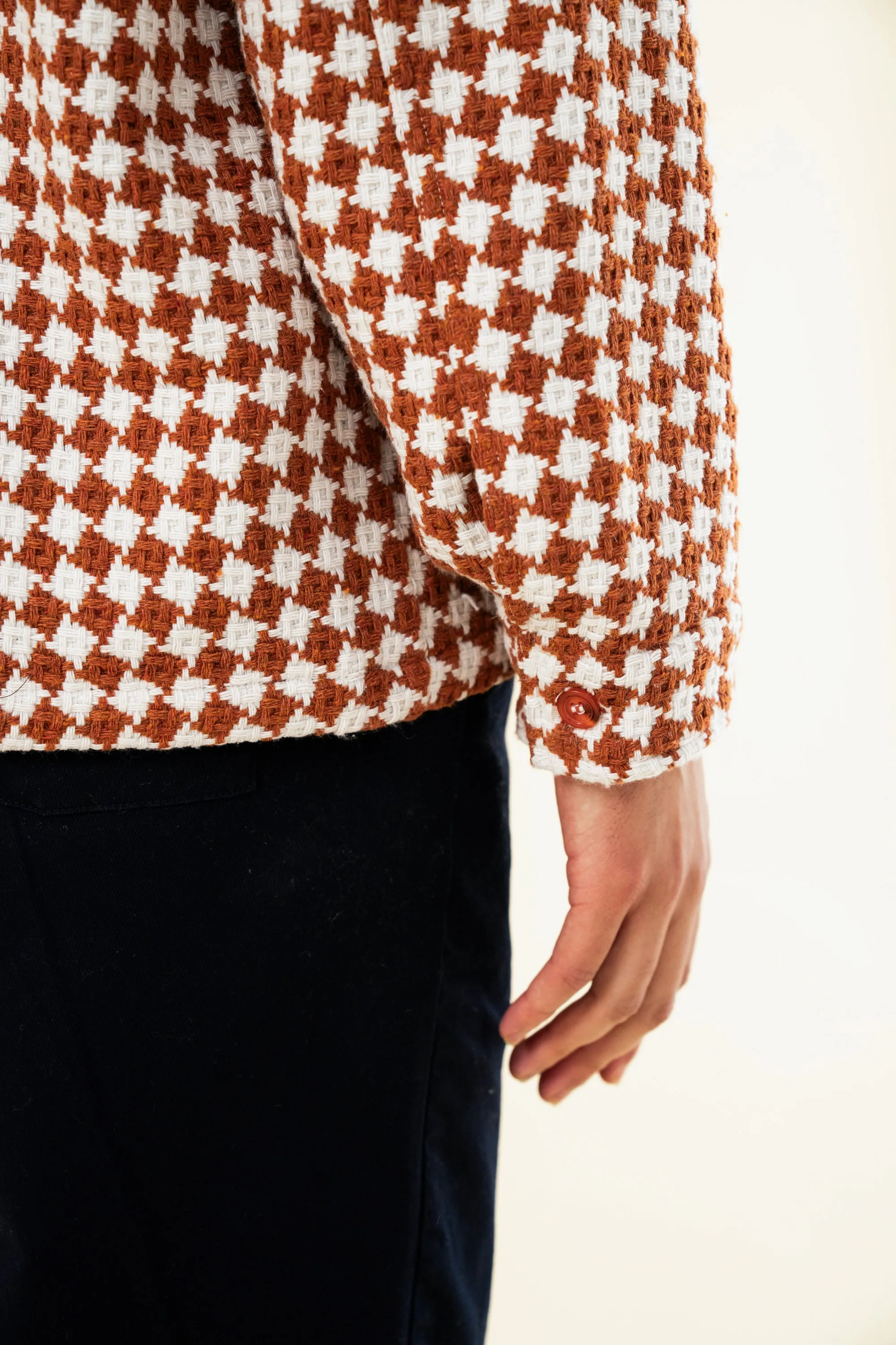 CHECKERED WOVEN OVERSHIRT - RUST