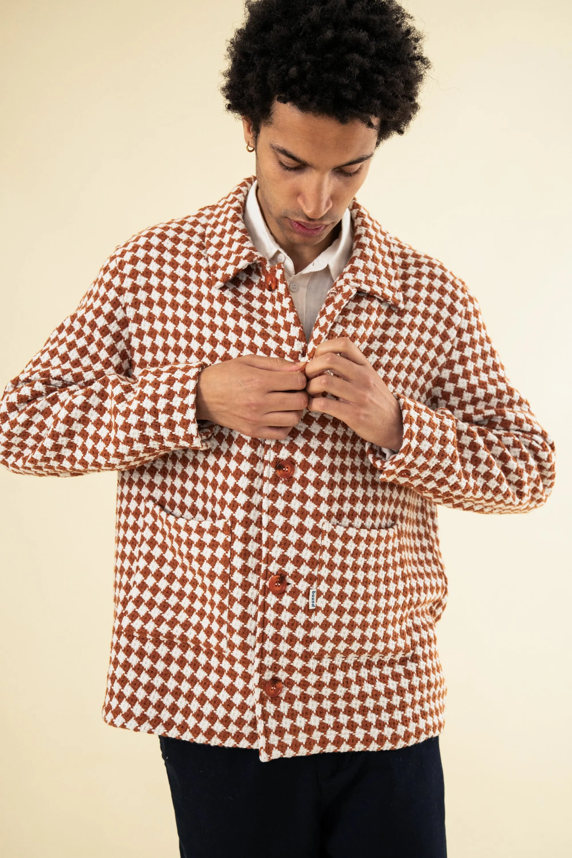 CHECKERED WOVEN OVERSHIRT - RUST