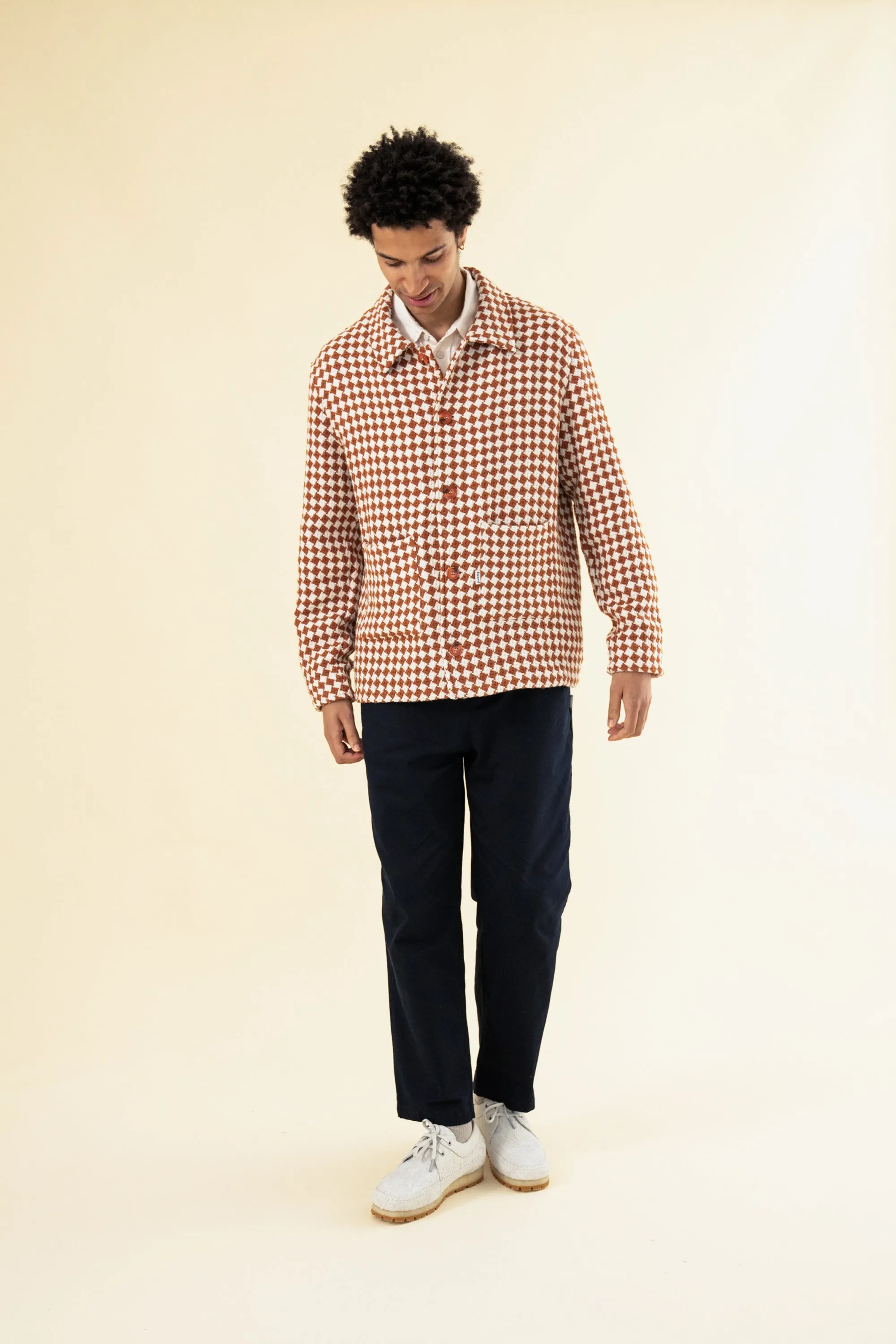 CHECKERED WOVEN OVERSHIRT - RUST