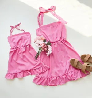 Cherry Pink Spring Mommy and Me Dresses
