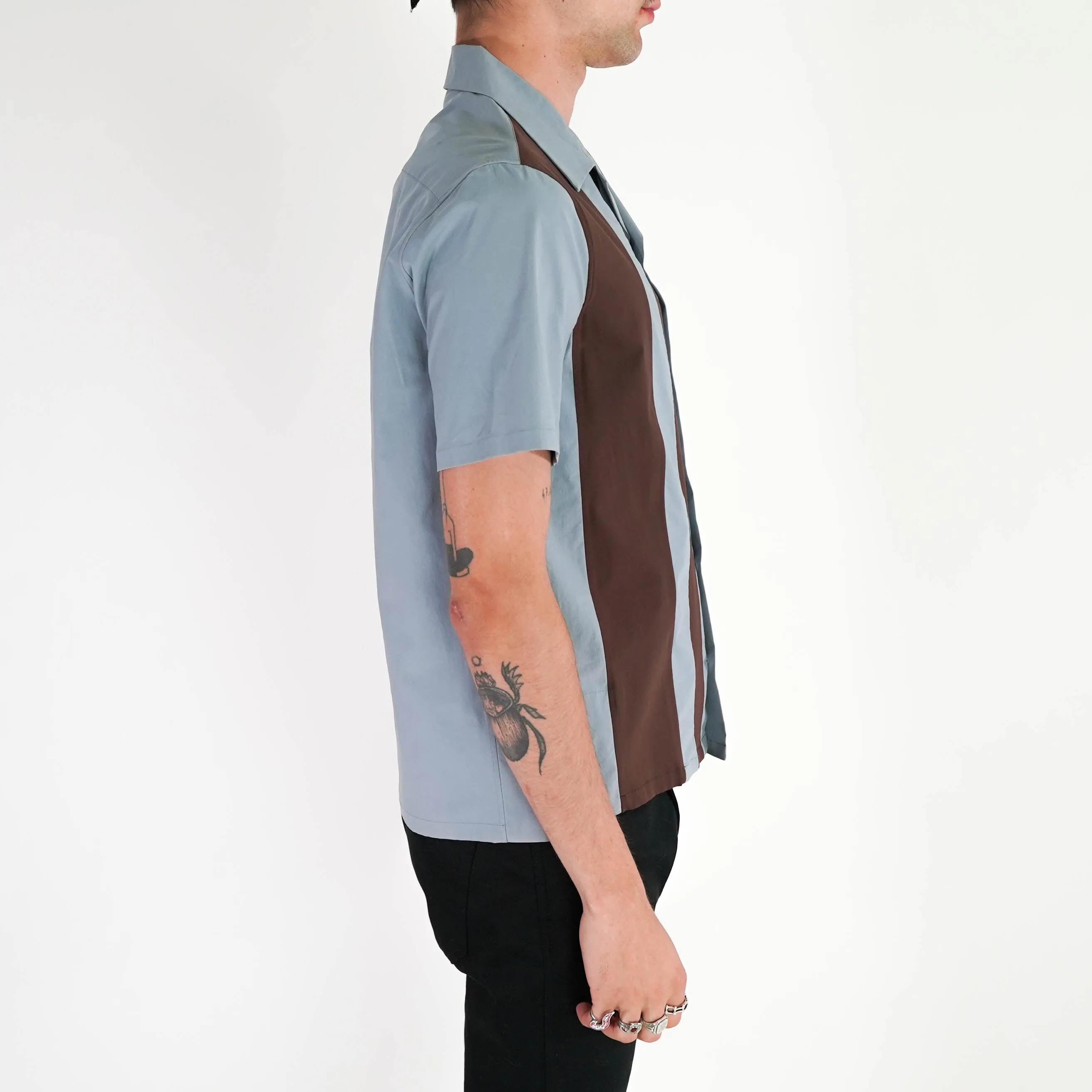 Contrast Striped Bowling Shirt