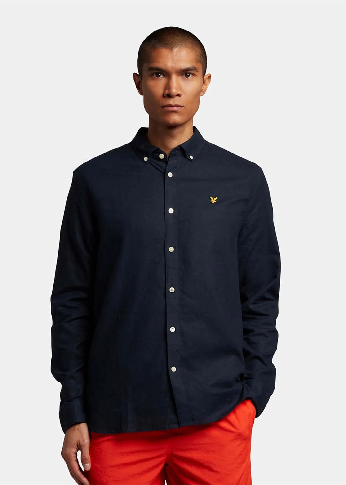 Cotton linen shirt - dark navy