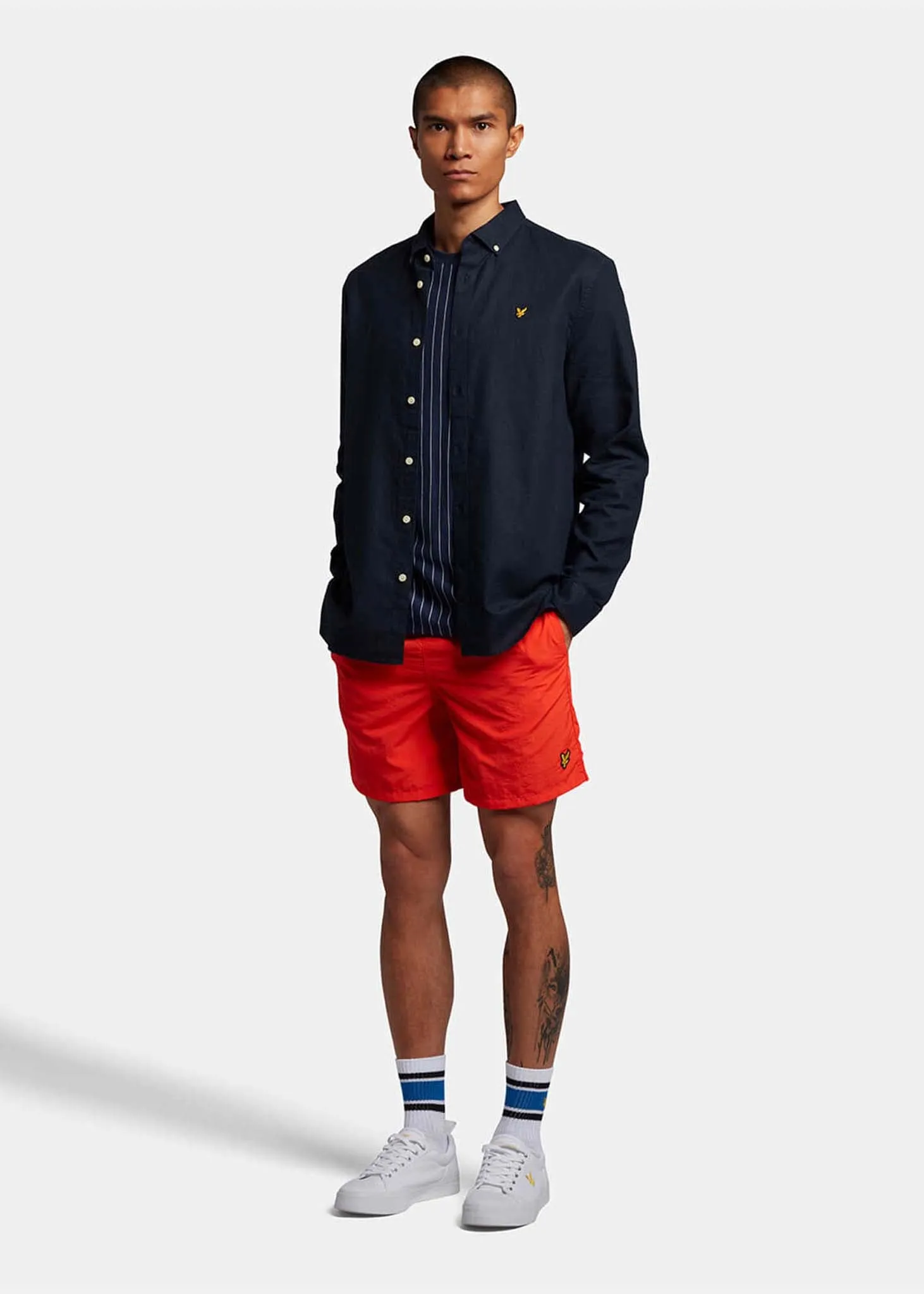 Cotton linen shirt - dark navy