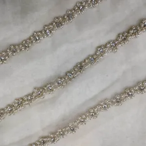 Cream Pearl Work Embellished Handwork Trim (Wholesale)