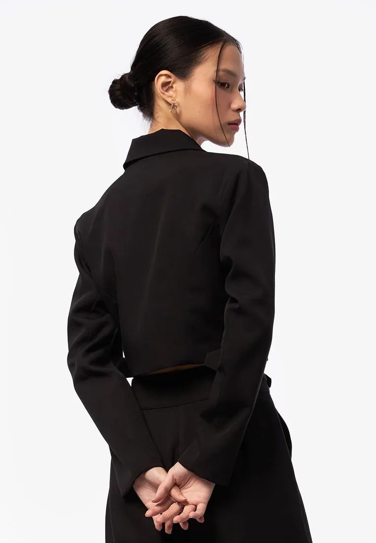 Cropped Blazer with Buckle Detail
