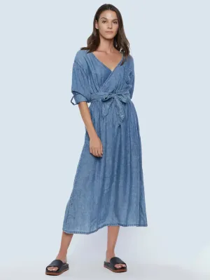 Crossover Wrap Denim Dress