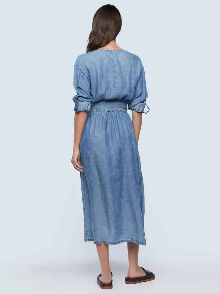 Crossover Wrap Denim Dress