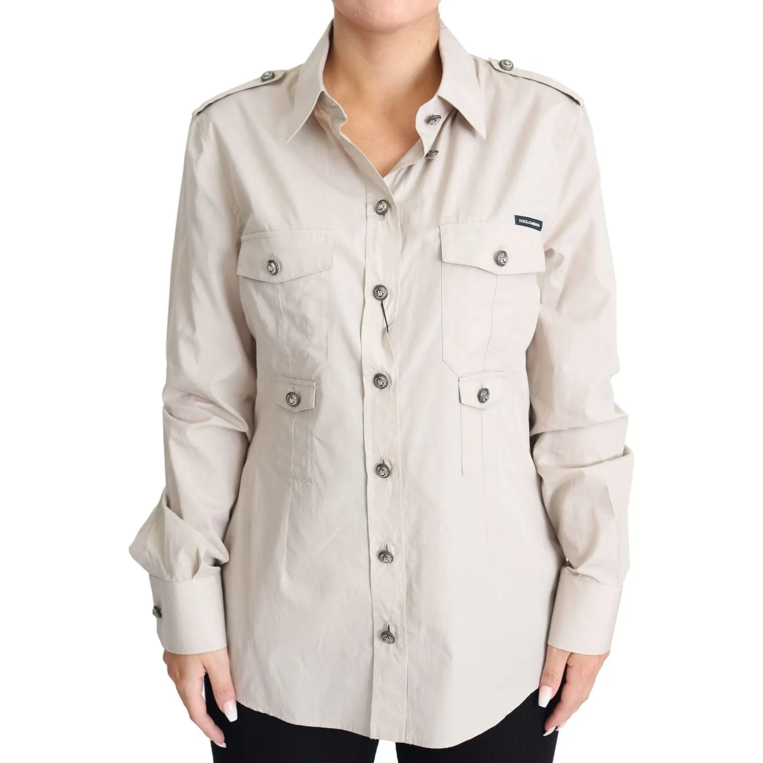 Dolce & Gabbana Elegant Beige Cotton Safari Shirt