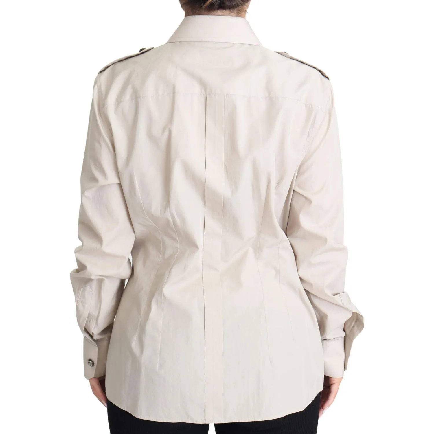 Dolce & Gabbana Elegant Beige Cotton Safari Shirt