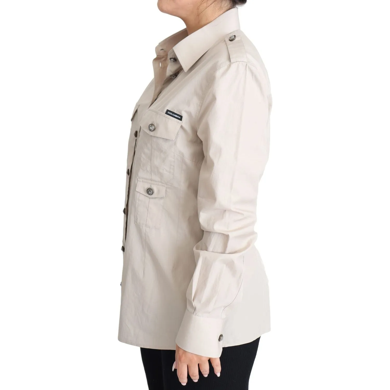 Dolce & Gabbana Elegant Beige Cotton Safari Shirt