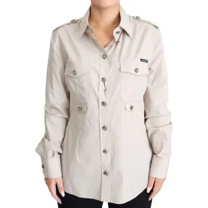 Dolce & Gabbana Elegant Beige Cotton Safari Shirt