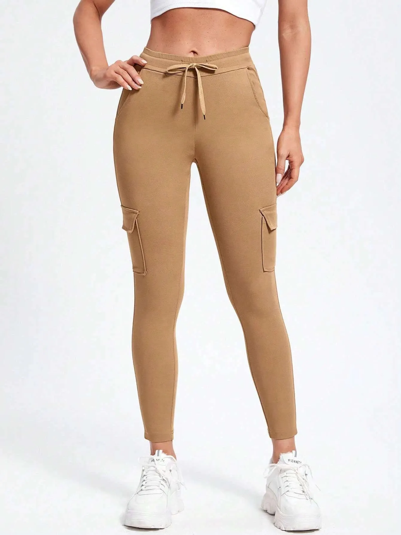 Drawstring Waist Knot Front Jeans