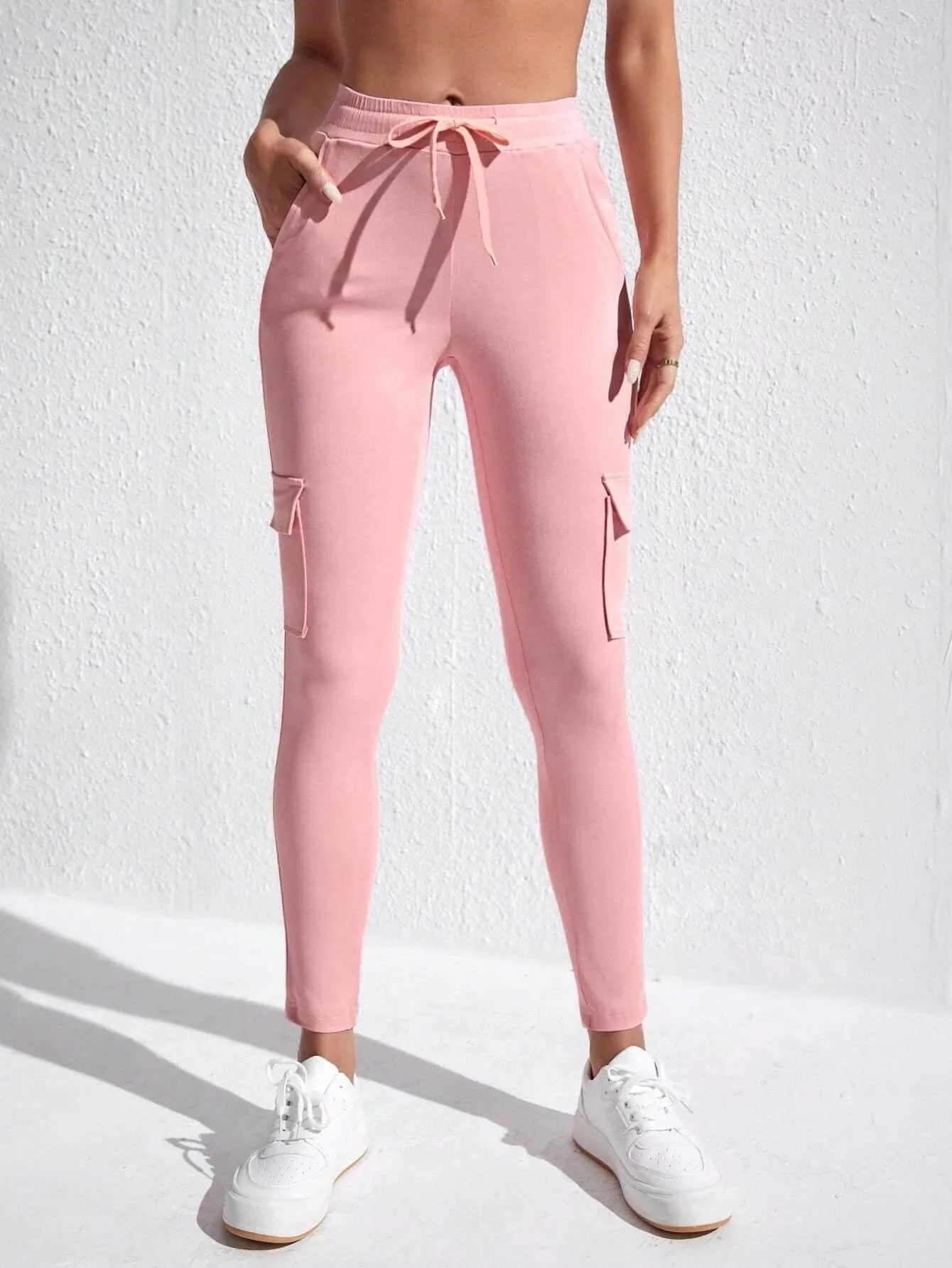 Drawstring Waist Knot Front Jeans