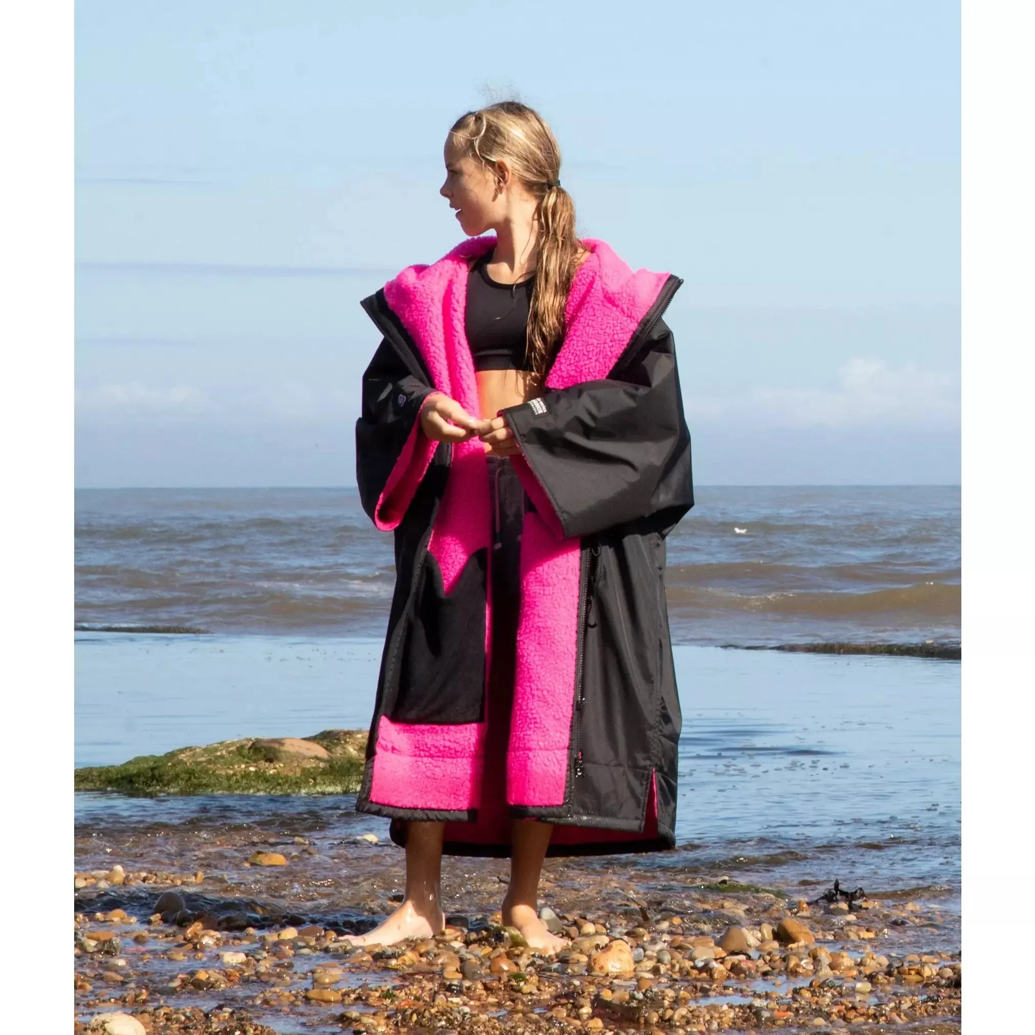 Dryrobe Advance Kids Short Sleeve Black/pink