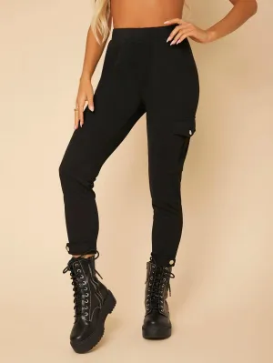 Elastic Waist Cargo Cropped Pant