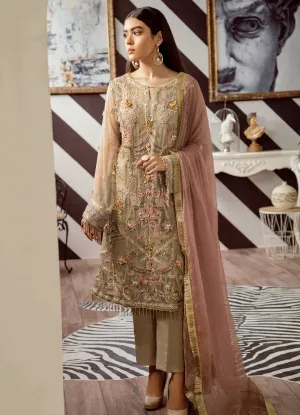 Elegant Pakistani designer ada worked dress in seattle mist color # P2322