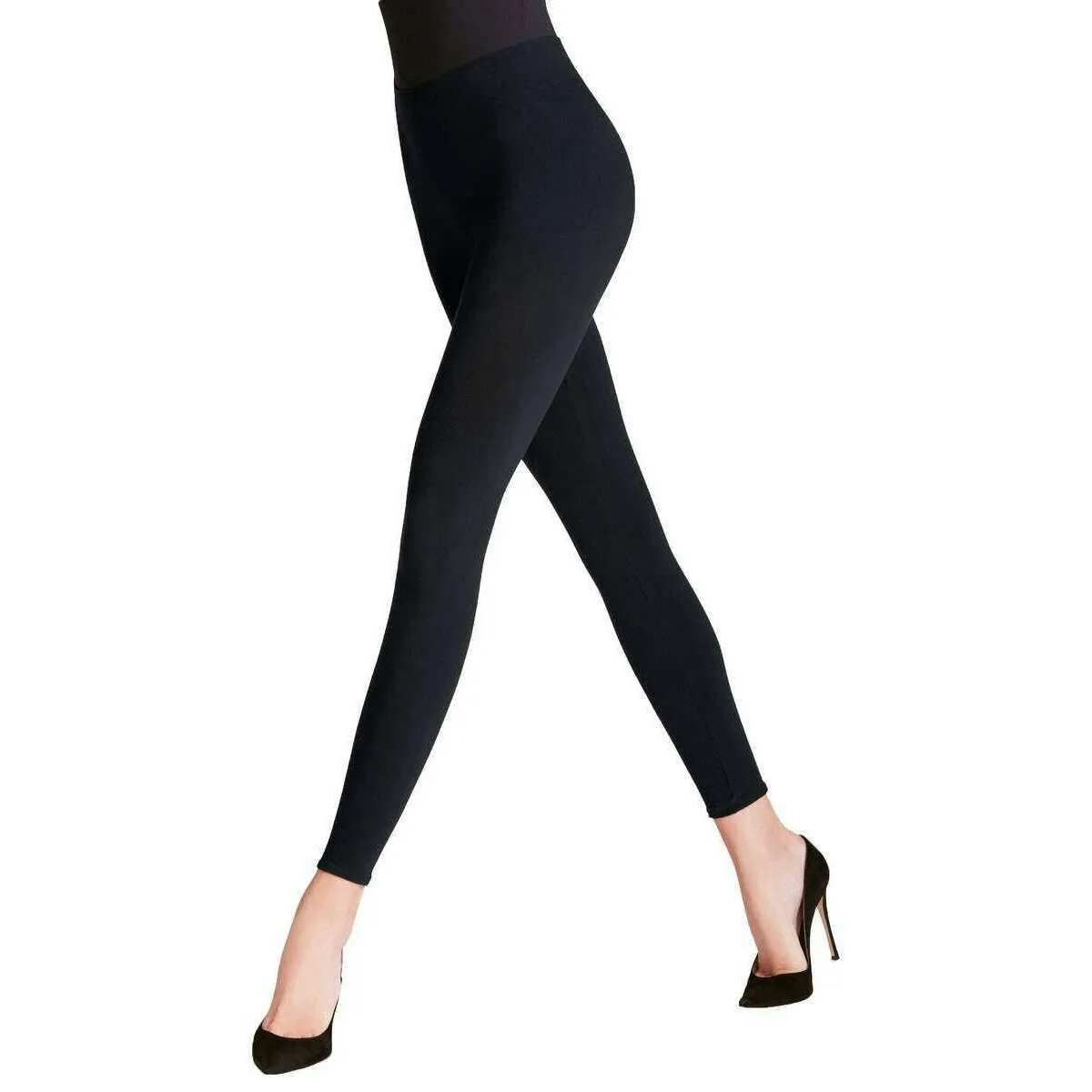 Falke Blue Cotton Seamless Leggings