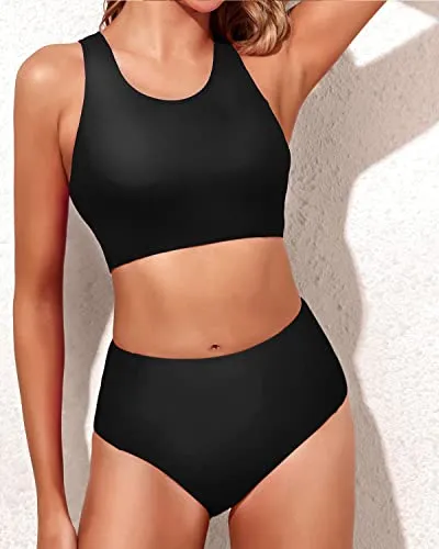Fashionable Two Piece Bikini Set Bottom For Teen Girls-Black