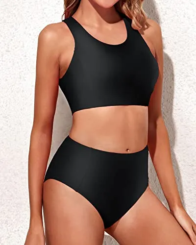 Fashionable Two Piece Bikini Set Bottom For Teen Girls-Black