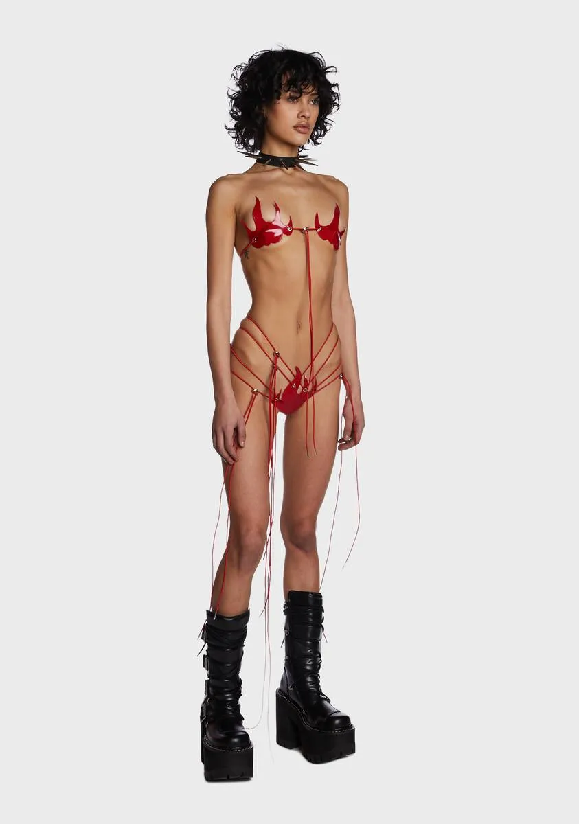 Fire Vinyl Bikini Set