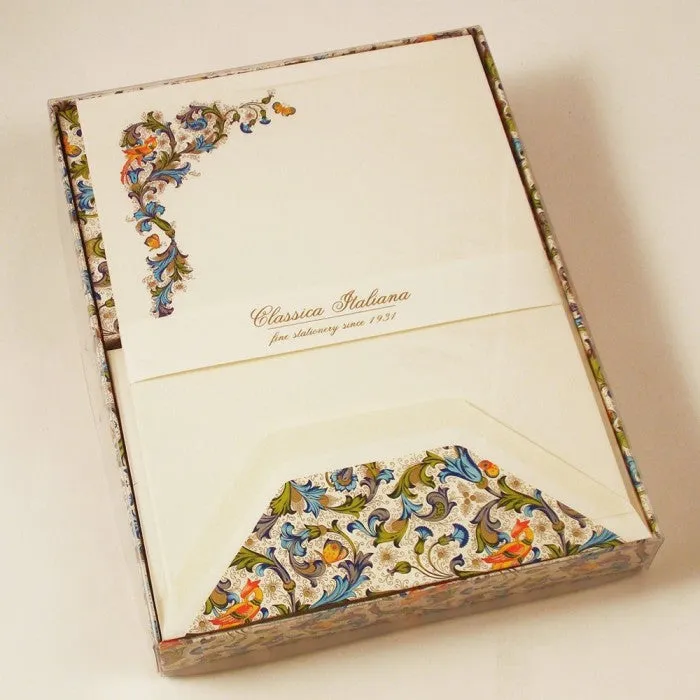 Florentine Bird Pattern Writing Papers With Lined Envelopes - 10 pack