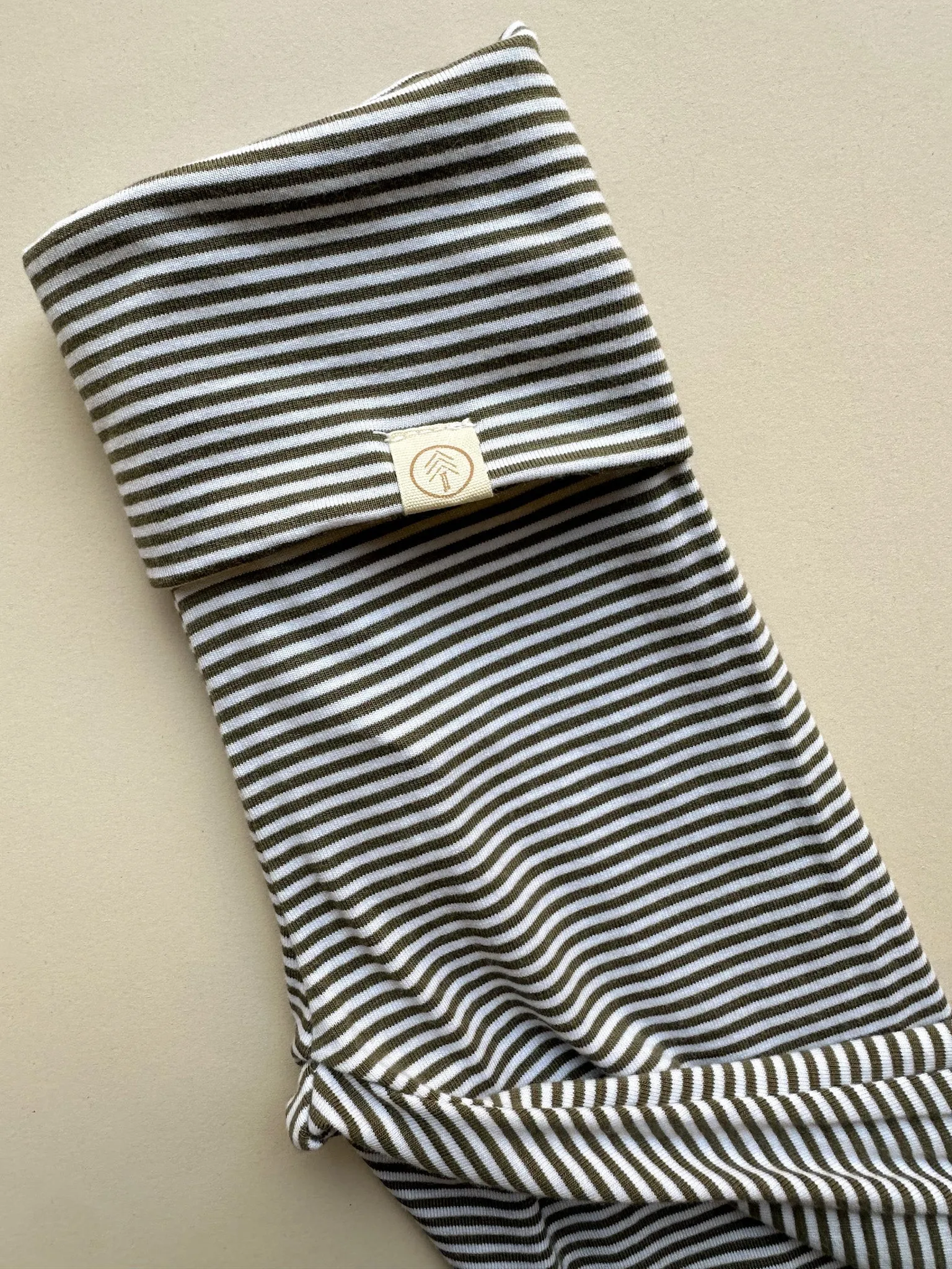 Fold-Over Footie Bamboo/Organic Cotton Leggings | Olive Stripe